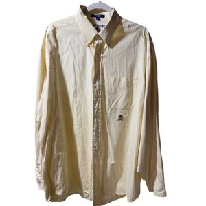 Tommy Hilfiger Men Long Sleeve Button Down Shirt Light Yellow Crest Logo Size 18